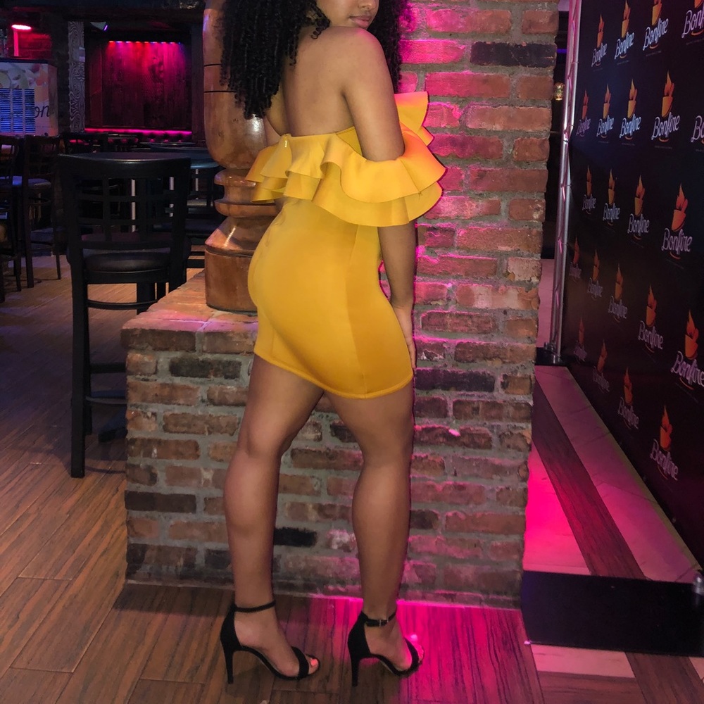 Off Shoulder Yellow Dress